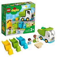 LEGO DUPLO Конструктор "Мусоровоз и контейнеры для раздельного сбора мусора"