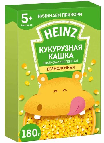 Heinz Каша безмолочная низкоаллергенная кукурузная "Я пробую", c 5 месяцев, 180 г